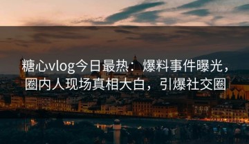 糖心vlog今日最热：爆料事件曝光，圈内人现场真相大白，引爆社交圈