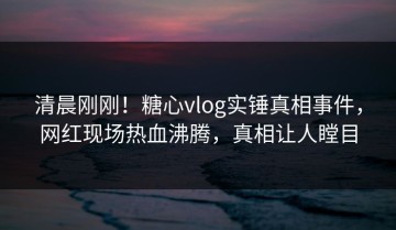 清晨刚刚！糖心vlog实锤真相事件，网红现场热血沸腾，真相让人瞠目