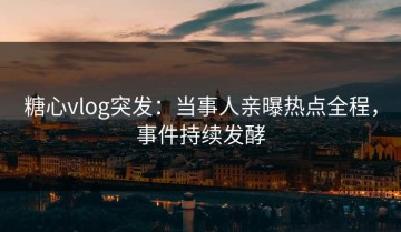 糖心vlog突发：当事人亲曝热点全程，事件持续发酵