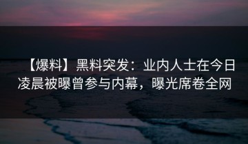 【爆料】黑料突发：业内人士在今日凌晨被曝曾参与内幕，曝光席卷全网