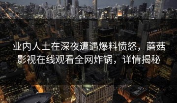 业内人士在深夜遭遇爆料愤怒，蘑菇影视在线观看全网炸锅，详情揭秘