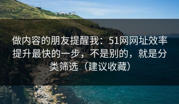 做内容的朋友提醒我：51网网址效率提升最快的一步，不是别的，就是分类筛选（建议收藏）