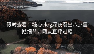 限时查看：糖心vlog深夜曝出八卦震撼细节，网友直呼过瘾