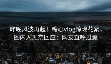 昨晚风波再起！糖心vlog惊现花絮，圈内人无奈回应：网友直呼过瘾