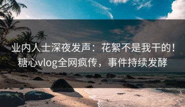 业内人士深夜发声：花絮不是我干的！糖心vlog全网疯传，事件持续发酵