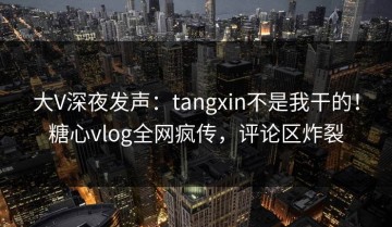 大V深夜发声：tangxin不是我干的！糖心vlog全网疯传，评论区炸裂