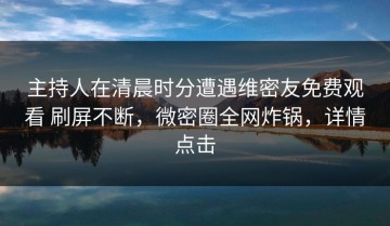 主持人在清晨时分遭遇维密友免费观看 刷屏不断，微密圈全网炸锅，详情点击