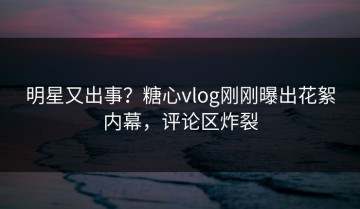 明星又出事？糖心vlog刚刚曝出花絮内幕，评论区炸裂