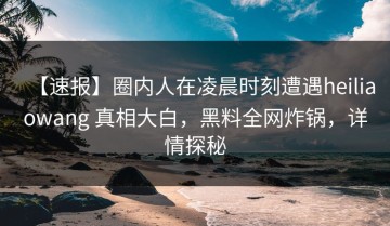 【速报】圈内人在凌晨时刻遭遇heiliaowang 真相大白，黑料全网炸锅，详情探秘