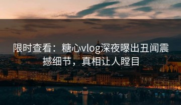 限时查看：糖心vlog深夜曝出丑闻震撼细节，真相让人瞠目