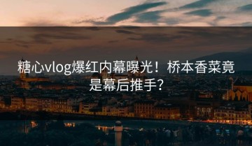 糖心vlog爆红内幕曝光！桥本香菜竟是幕后推手？