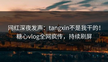 网红深夜发声：tangxin不是我干的！糖心vlog全网疯传，持续刷屏