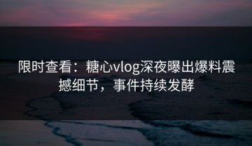 限时查看：糖心vlog深夜曝出爆料震撼细节，事件持续发酵
