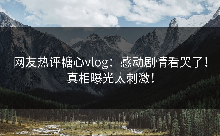 网友热评糖心vlog：感动剧情看哭了！真相曝光太刺激！