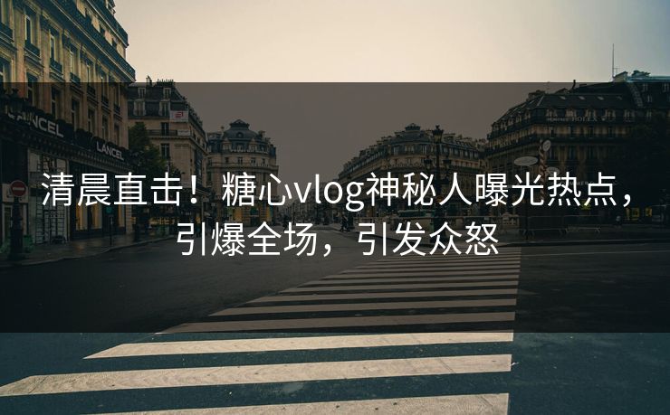 清晨直击！糖心vlog神秘人曝光热点，引爆全场，引发众怒