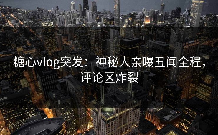糖心vlog突发：神秘人亲曝丑闻全程，评论区炸裂