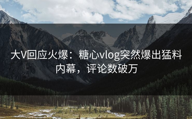 大V回应火爆：糖心vlog突然爆出猛料内幕，评论数破万