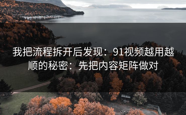 我把流程拆开后发现:91视频越用越顺的秘密:先把内容矩阵做对 我把流程拆开后发现:91视频越用越顺的秘密:先把内容矩阵做对